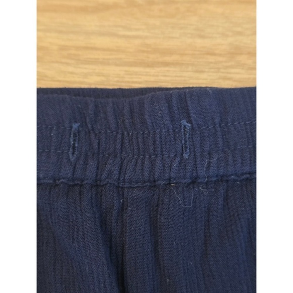 Sundance Navy Blue Embroidered Small Wide Leg Boho Pants Elastic Waist Gauzey - Picture 14 of 16